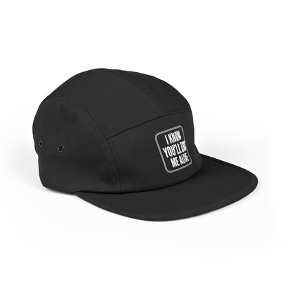 Embroidered 5-Panel Cap — "I Know You'll Eat Me Alive"